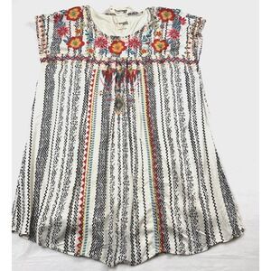 Savanna Jane Mini Dress Tunic Women's Floral Embroidered Boho Resort SZ 3XL New